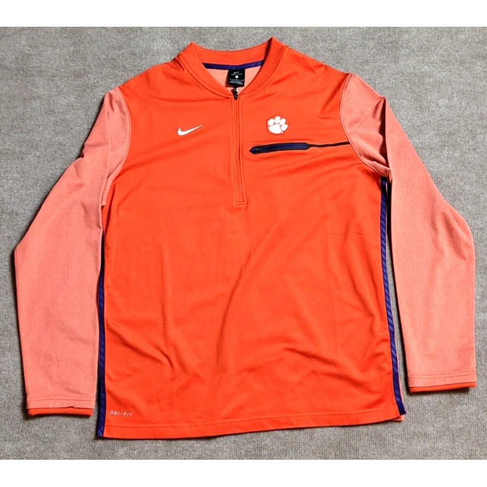 CLEMSON TIGERS NIKE DRI-FIT PULLOVER 1/4 ZIP TWO TONE ORANGE MEN'S LARGE